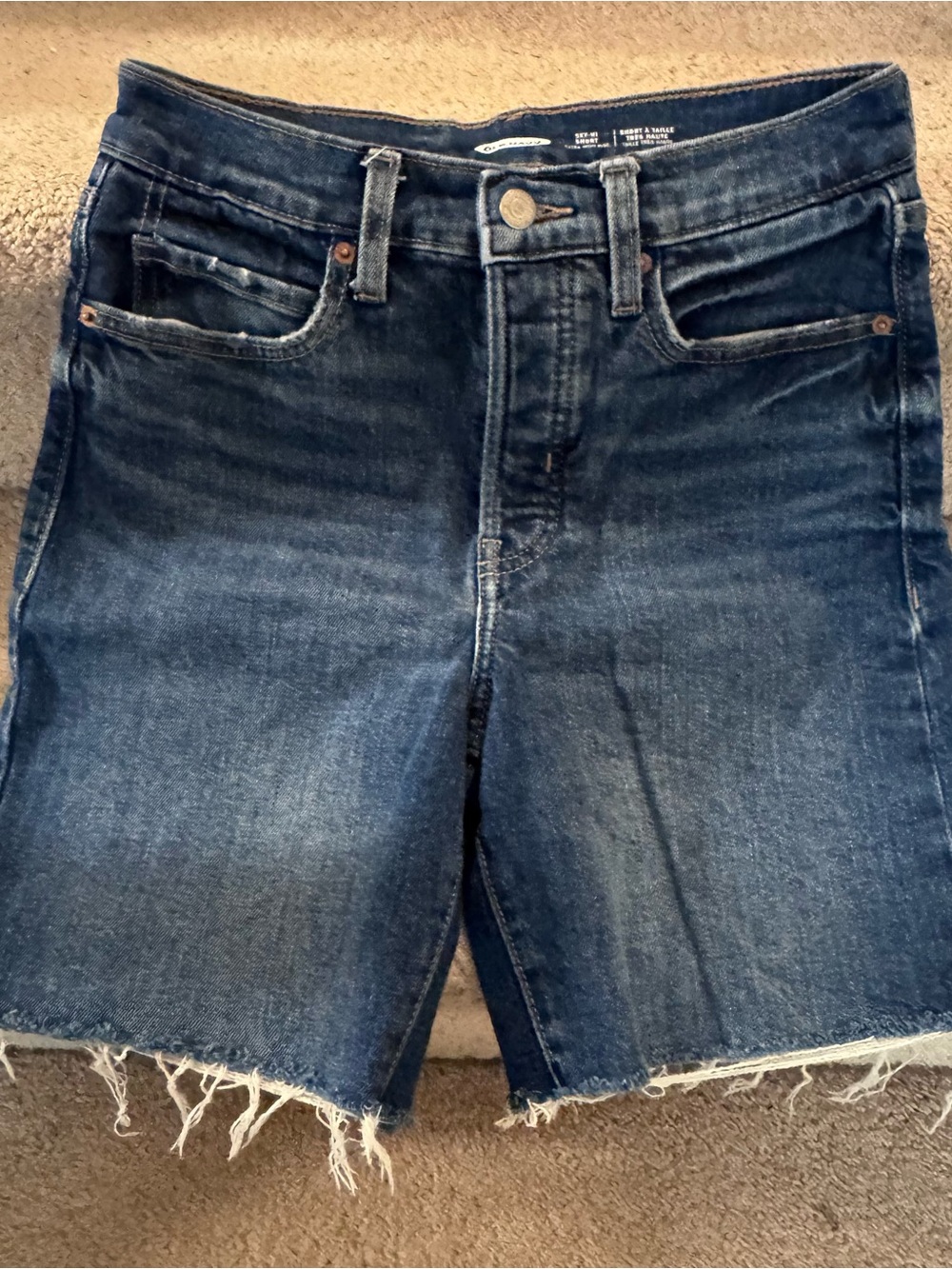 Old Navy Dark Blue Frayed Hem Denim Shorts